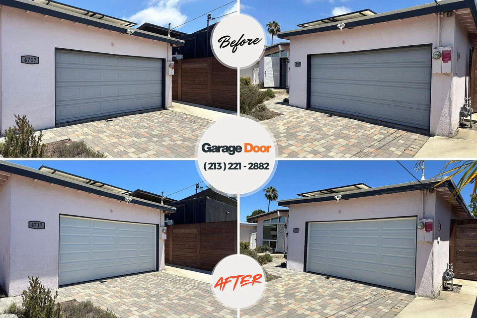 Before and after: garage door repair Woodbury Center, CT